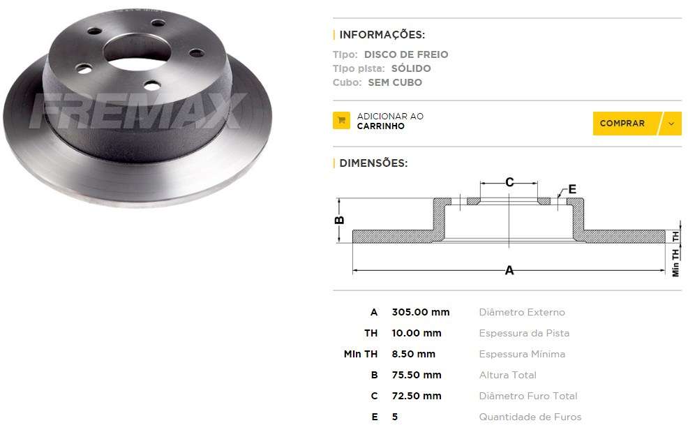 FREMAX DISCO FRENO JEEP CHEROKEE 1999>TS