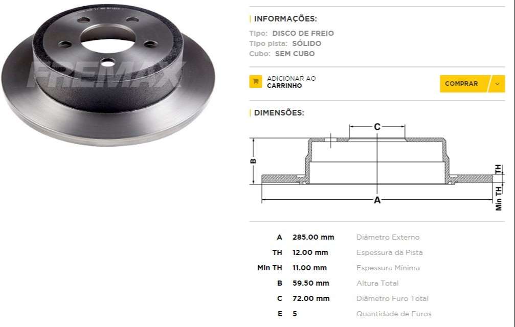 FREMAX DISCO FRENO JEEP CHEROKEE 3.7 / WRANGLER  
