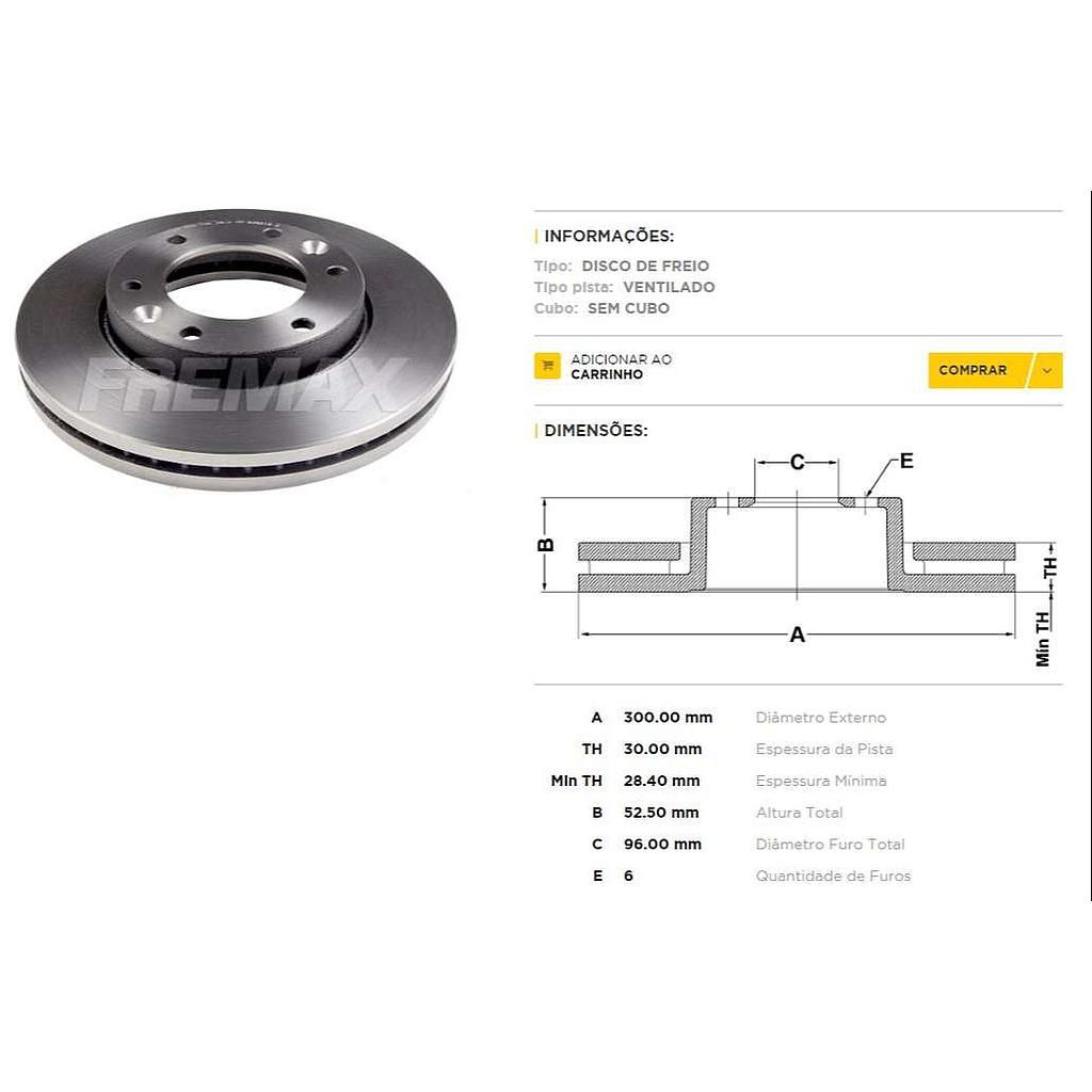 FREMAX DISCO FRENO HYUNDAI H1 2.5 2008>  