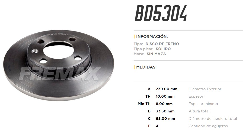 FREMAX DISCO FRENO SEAT AROSA 97> DS  