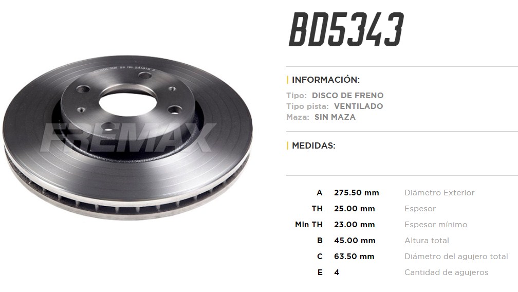 FREMAX DISCO FRENO FOCUS 2.0  