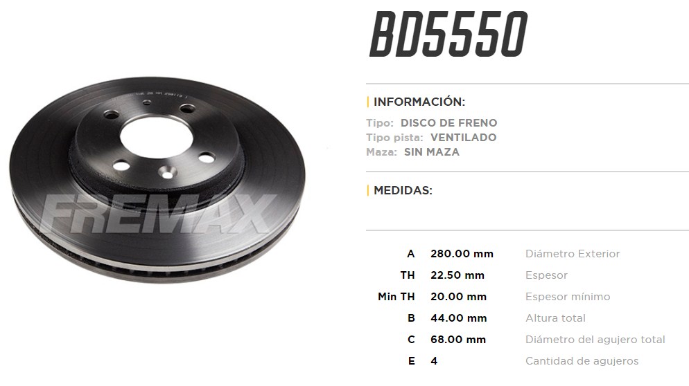 FREMAX DISCO FRENO SAAB 9000 84/86 DV  