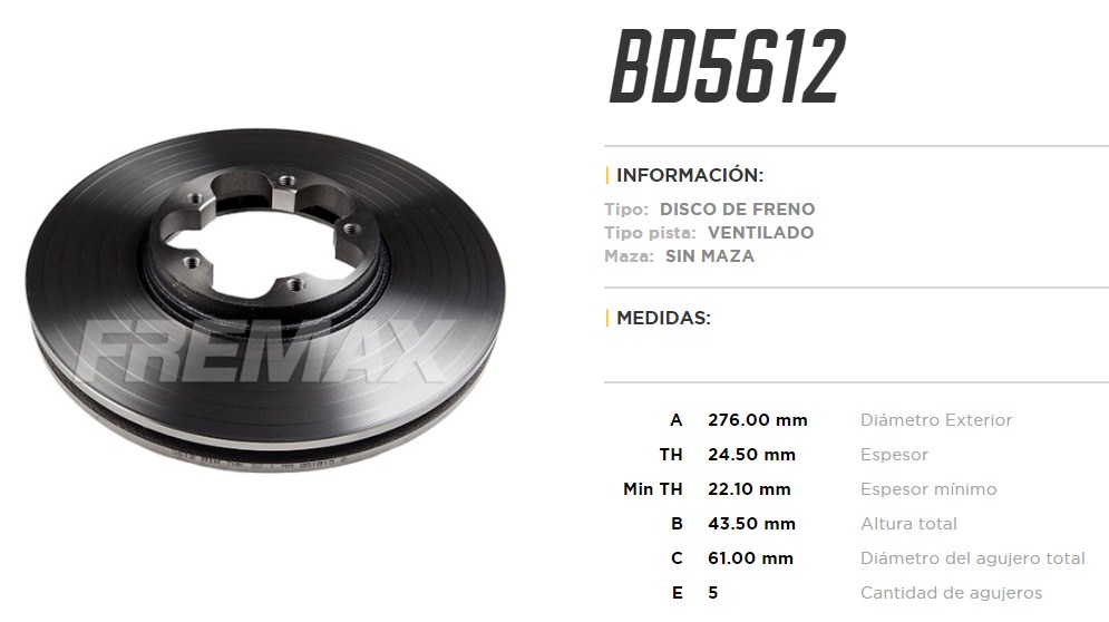 FREMAX DISCO FRENO TRANSIT C 01>DV  