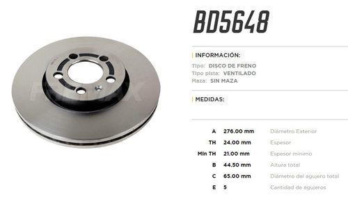 FREMAX DISCO FRENO VW T-CROSS 1.6 MSI 2019> DELANTERO VENTILADO