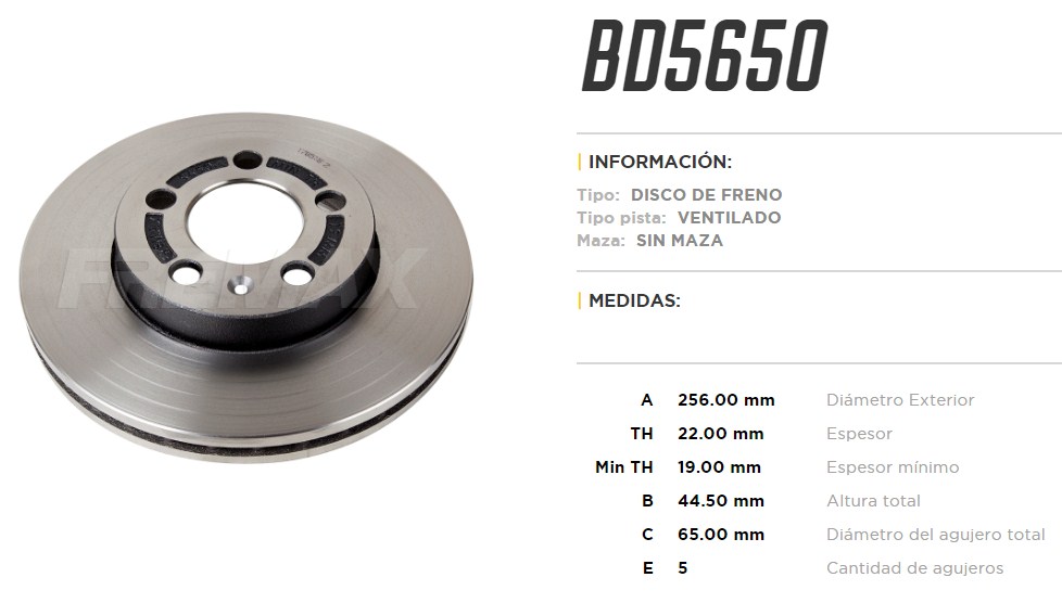 FREMAX DISCO FRENO POLO/ VIRTUS 1.6 18/ D V