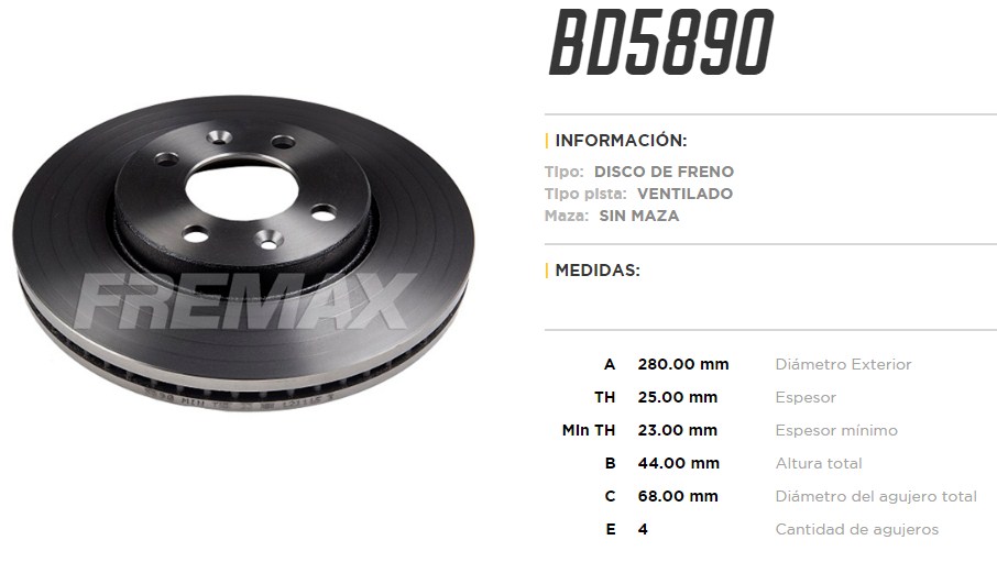 FREMAX DISCO FRENO SAAB 9000 93/98 DV  