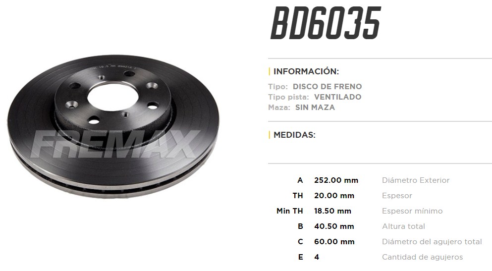 FREMAX DISCO FRENO SUZUKI SWIFT 1.5 07/11  