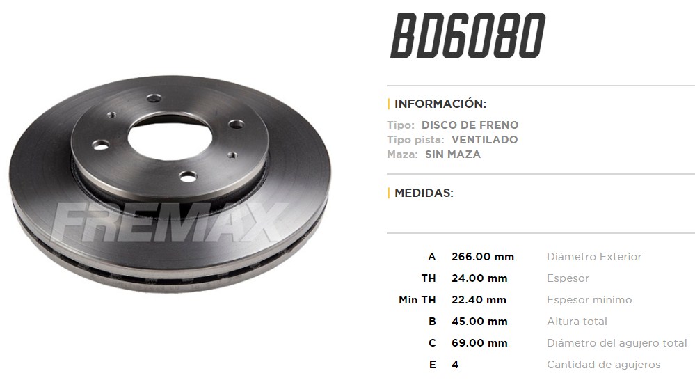 FREMAX DISCO FRENO MITSUBISHI GALANT DV  