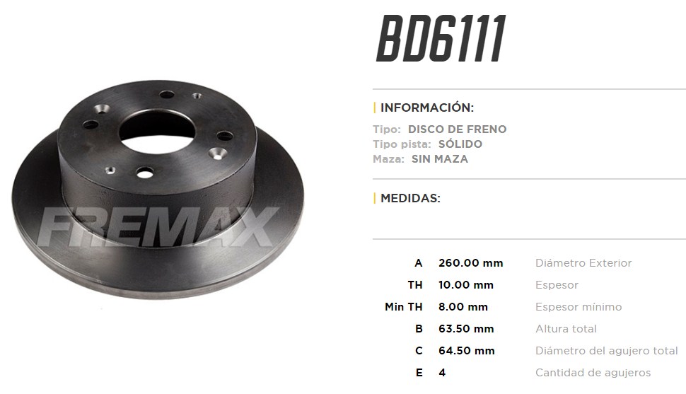 FREMAX DISCO FRENO HONDA ACORD 98>TS  