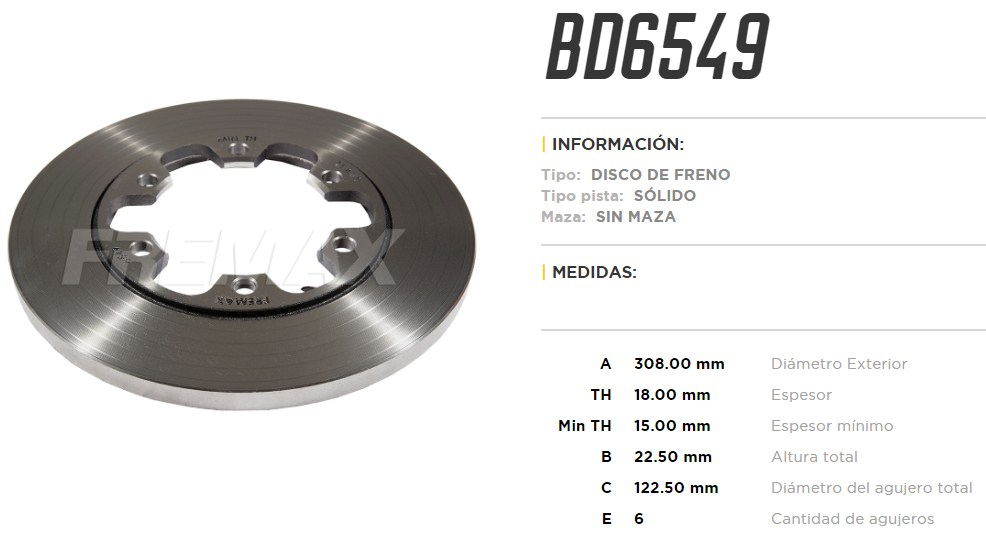 FREMAX DISCO FRENO TRANSIT CHASIS 2.2 15/ T S  