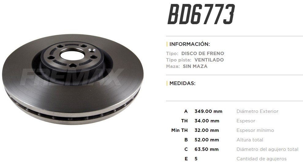 FREMAX DISCO FRENO LAND ROVER EVOQUE 2.0 DELANTERO  /VENTILADO 