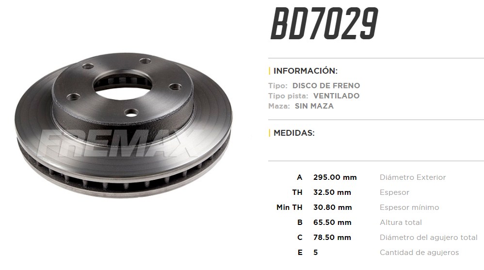 FREMAX DISCO FRENO DODGE RAM 1500 94/99DV  