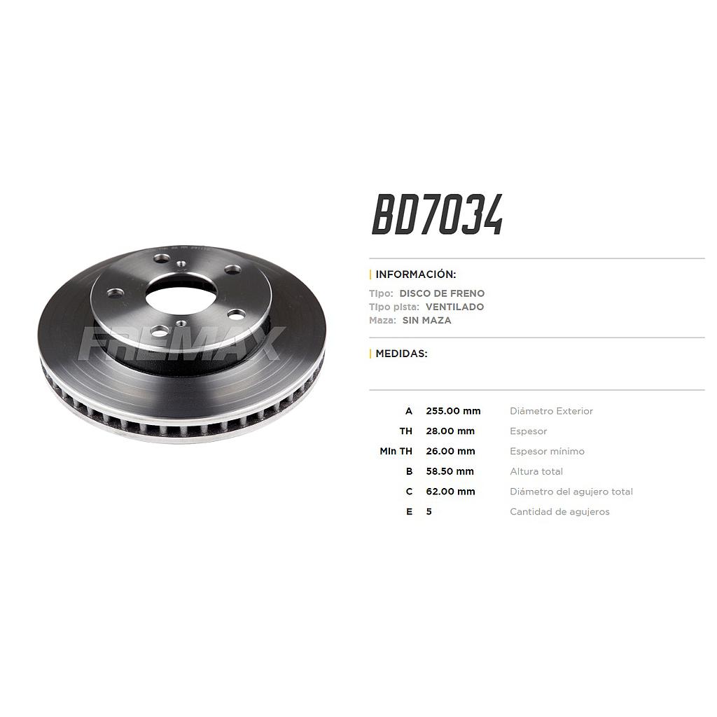 FREMAX DISCO FRENO TOYOTA HILUX 2.5 2005-2007 VENTILADO  