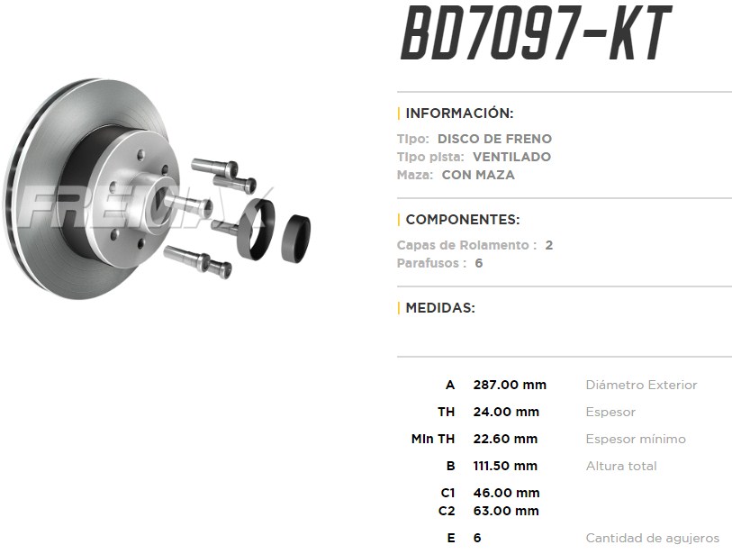 FREMAX DISCO FRENO DAKOTA 2WD C/MAZA DV TS  