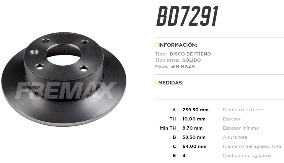 FREMAX DISCO FRENO ESCORT <1999 DS  