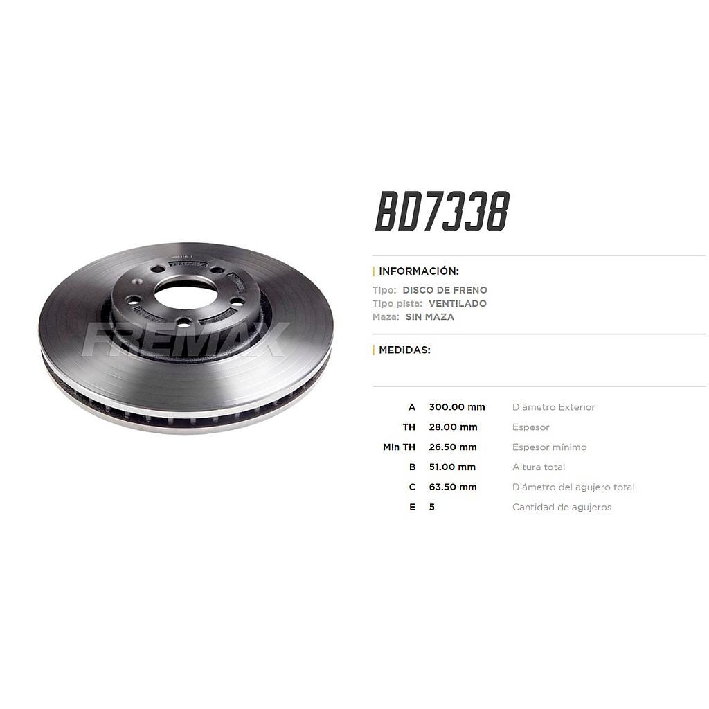 FREMAX DISCO FRENO FORD MONDEO 2.0 2015-2019 DEL. VENTILADO.  