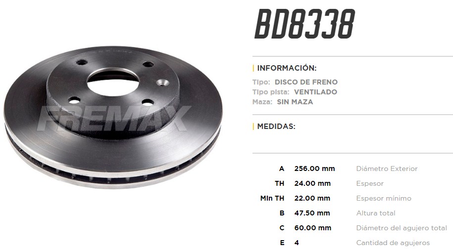 FREMAX DISCO FRENO DAEWOO TACUMA DV