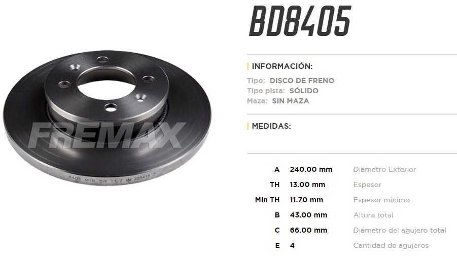 FREMAX DISCO FRENO ROVER MAESTRO DS  