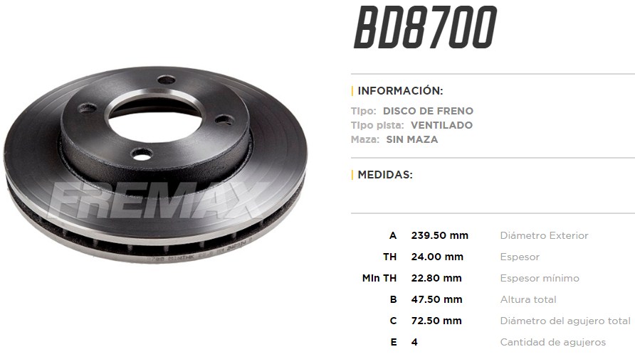 FREMAX DISCO FRENO SIERRA 87> DV  