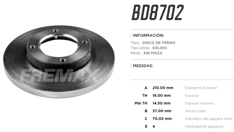 FREMAX DISCO FRENO DAIHATSU COURE DS  