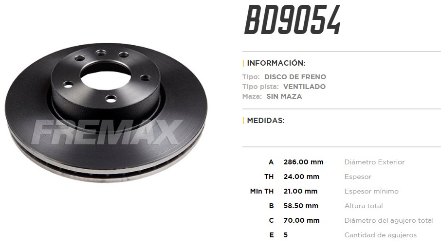 FREMAX DISCO FRENO GM/CHEVROLET/OPEL