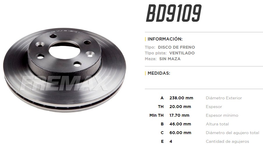 FREMAX DISCO FRENO R 18/ FUEGO DV  