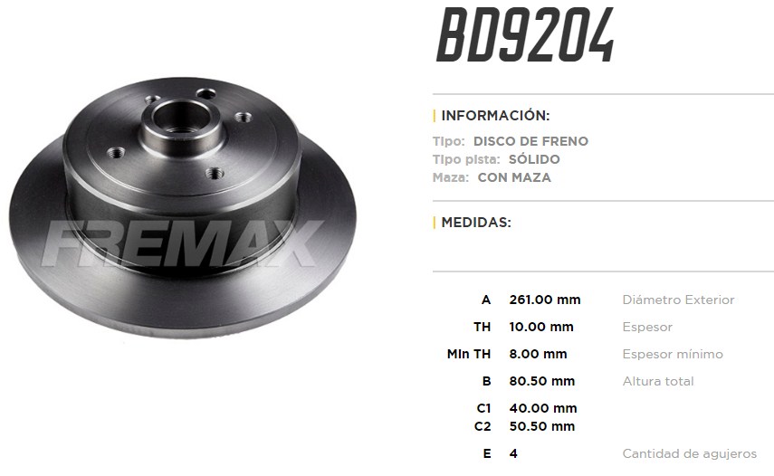 FREMAX DISCO FRENO DAEWOO ESPERO TS