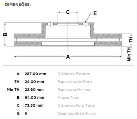 FREMAX DISCO FRENO DODGE DAKOTA DV  