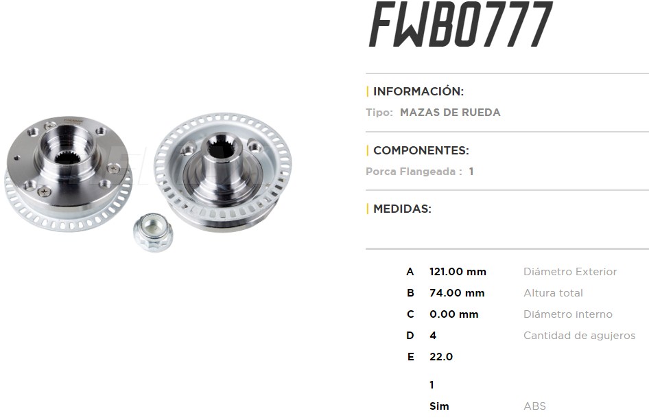 FREMAX MAZA RUEDA DEL.SEAT CORDOBA / IBIZA  99/02 C/ABS  