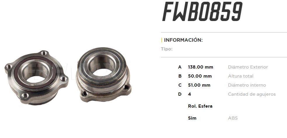 FREMAX MAZA RUEDA TRAS.BMW X5 3.0 01/10 C/ABS  