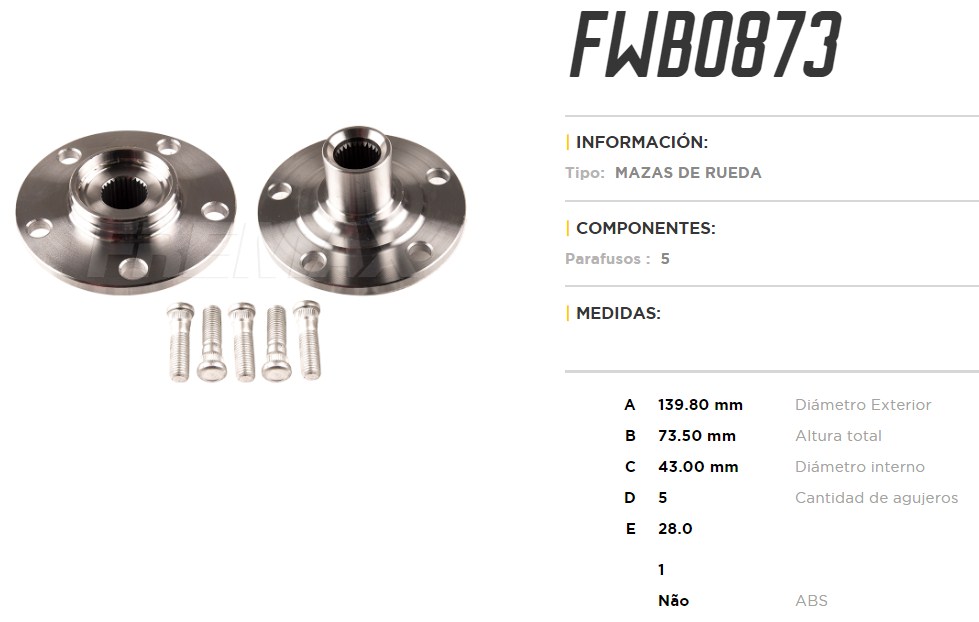 FREMAX MAZA RUEDA DEL.MITSUBISHI LANCER / OUTLANDER S/ABS  