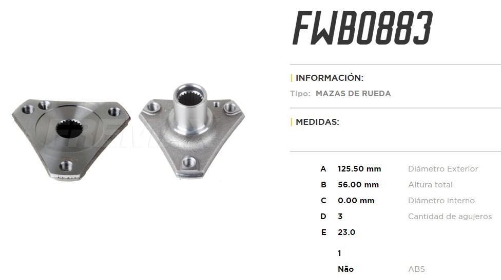 FREMAX MAZA RUEDA DEL.KWID 1.0 2017>SIN ABS 23 ESTRIAS  