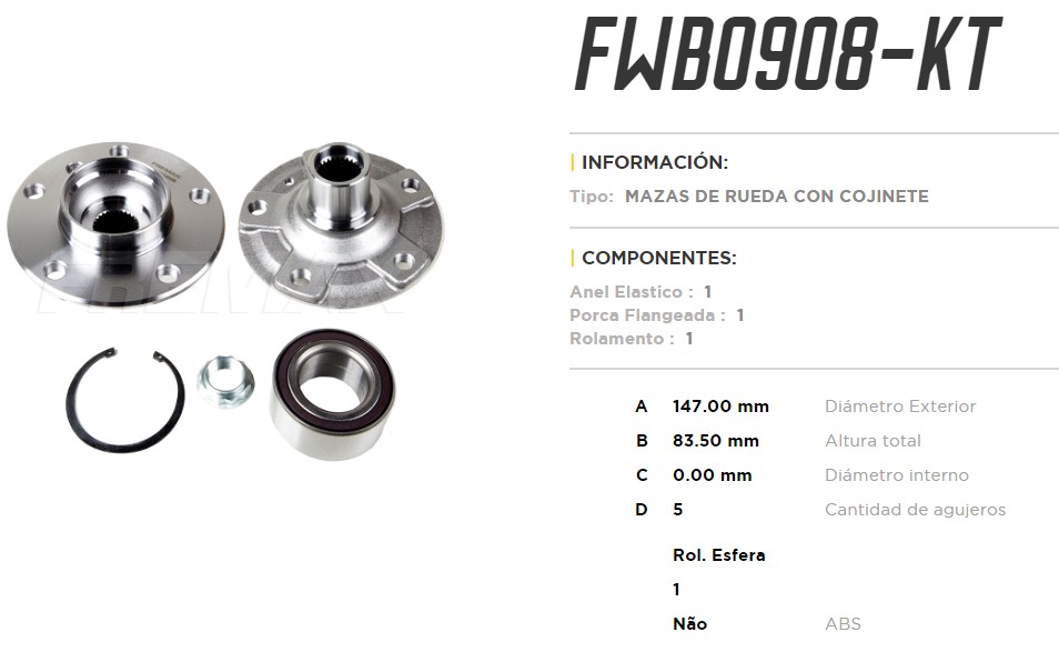 FREMAX MAZA RUEDA TRAS.BMW 116I/118I 1.6 12/15 BMW 125D 2.0  /S/ABS 