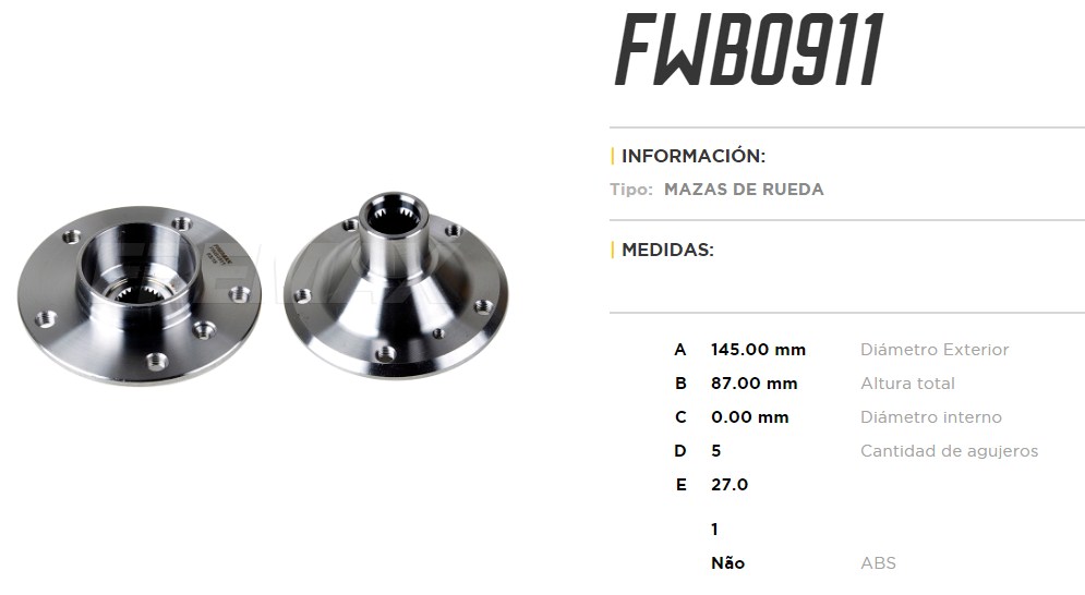 FREMAX MAZA RUEDA TRAS.BMW 325 2.5 01/12 BMW Z4 2.0 07/09  /S/ABS 