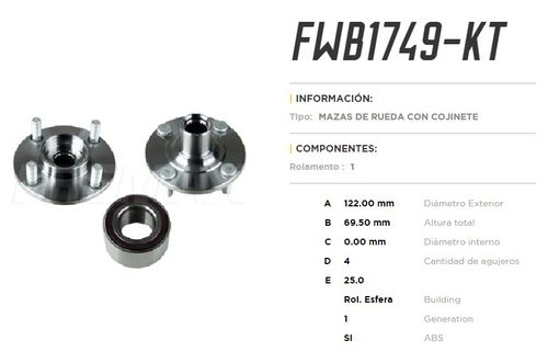 FREMAX MAZA RUEDA DEL NISSAN KICKS 1.6 17/ C/ABS  