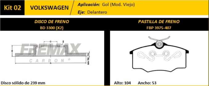 FREMAX KIT JGO DISCOS Y PASTILLAS GOL