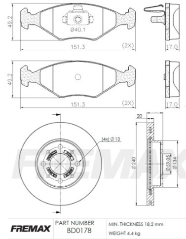 FREMAX KIT JGO DISCOS Y PASTILLA PALIO/SIENA