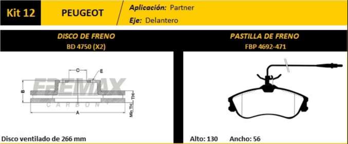 FREMAX KIT JGO DISCOS Y PASTILLAS PARTNER