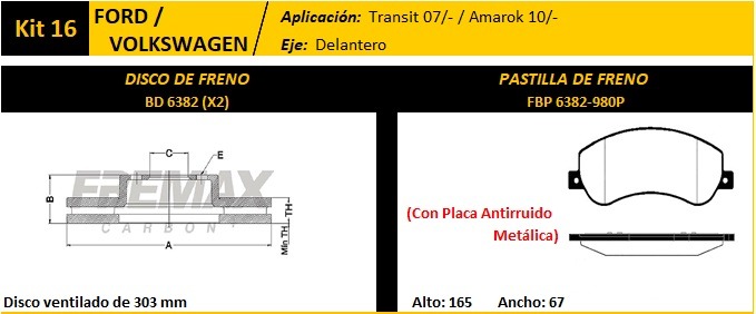 FREMAX KIT JGO DISCOS C/PASTILLAS AMAROK