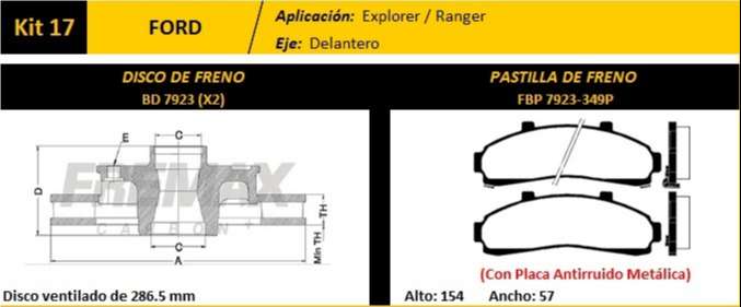 FREMAX KIT JGO DISCOS C/PASTILLAS RANGER /EXPLORER