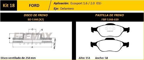 FREMAX KIT JGO DISCOS Y PASTILLAS ECOSPORT