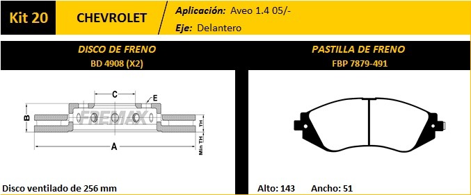 FREMAX KIT JGO DISCOS Y PASTILLAS AVEO