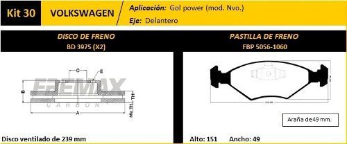 FREMAX KIT JGO DISCOS Y PASTILLAS GOL POWER
