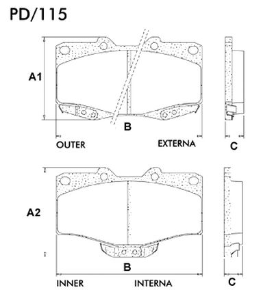 FRASLE PASTILLA EJE DELANT. 15MM  /TOYOTA HYLUX 4X4 99> LAND CRUISER 93>  /SISTEMA VARGA