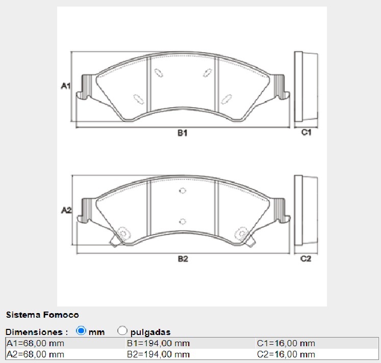 FRASLE PASTILLA EJE DELANT. 16MM  /FORD RANGER 4X2 - 4X4 2.5 12> 