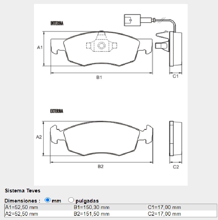 FRASLE PASTILLA EJE DELANT. 17.80MM  /FIAT STILO 1.8 10> 