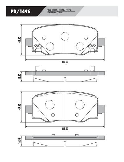 FRASLE PASTILLA EJE TRASERO 16.50MM  /FIAT 500 1.4 16V 18> /JEEP RENEGADE 1.8 - 2.0 16> COMMANDER 2.0 TD AT9 4X4