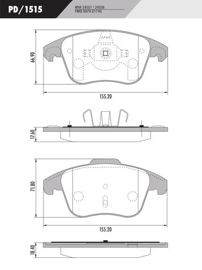 FRASLE PASTILLA EJE DELANT. 17.80 / 18.40MM  /CITROEN C4 1.8 13> 