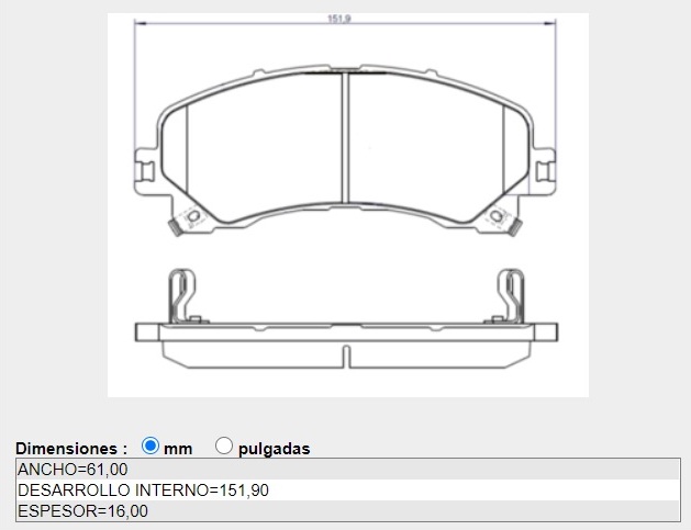 FRASLE PASTILLA EJE DELANT. 16MM  /CHEVROLET S-10 2.5 2.8 17> 