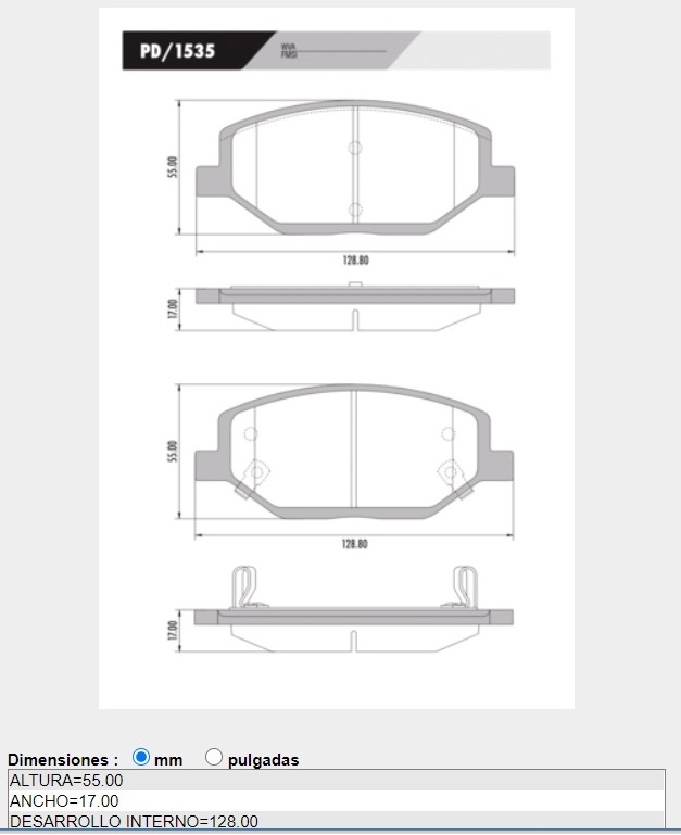 FRASLE PASTILLA EJE DELANT. 17MM  /CHEVROLET COBALT 1.8 17> SPIN 1.8 17> 